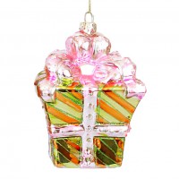 Підвіска новорічна BonaDi Подарунок 11.5 см Рожево-золотистий (172-904)
