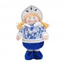 М'яка новорічна іграшка BonaDi Снігуронька 37 см Білий із синім (778-103)