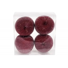 Набір декоративних яблук в цукрі на підвісі BonaDi 8 см Темно-червоний (130-407)