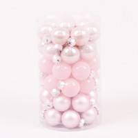 Кульки скляні Flora D 2,5 см 48 шт Рожевий (44534)