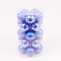 Набір скляних новорічних куль Flora 25 шт D-5.7 см Синій (44506)