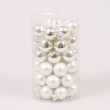Кульки скляні Flora D 2,5 см 48 шт Сріблястий з білим (44518)