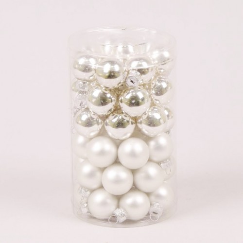 Кульки скляні Flora D 2,5 см 48 шт Сріблястий з білим (44518) в інтернет супермаркеті PbayMarket!