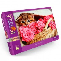 Пазл класичний Danko Toys C2000-01-01-10 2000 ел (Котик в трояндах)