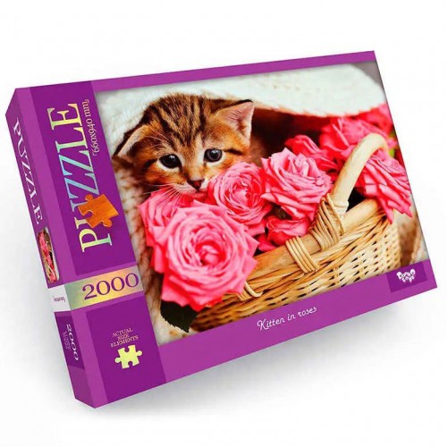 Пазл класичний Danko Toys C2000-01-01-10 2000 ел (Котик в трояндах) в інтернет супермаркеті PbayMarket!