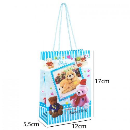 Сумочка подарункова пластикова з ручками Gift bag М'які іграшки 17х12х5.5 см Блакитний (27324) в інтернет супермаркеті PbayMarket!