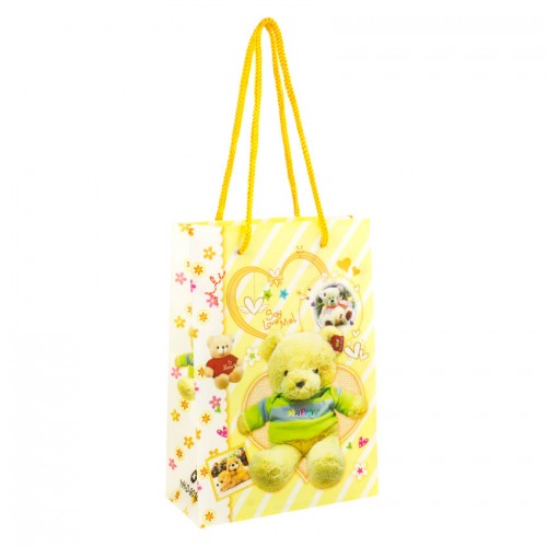 Сумочка подарункова пластикова з ручками Gift bag М'які іграшки 17х12х5.5 см Жовтий (27325) в інтернет супермаркеті PbayMarket!