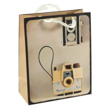Сумочка подарункова паперова з ручками Gift bag Камера Вінтаж 32х26х12,5 см (15793)