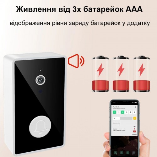 Відеодомофон Nectronix YE-B-01 Wifi на батарейках ААА з окремим бездротовим USB дзвінком Чорний (100840) в інтернет супермаркеті PbayMarket!