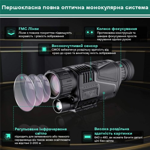 Монокуляр нічного бачення Suntek NV-300 до 200 м 5Х Чорний (100864) в інтернет супермаркеті PbayMarket!